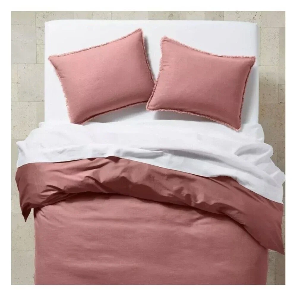 Heavyweight Linen Blend Duvet Cover  - Casaluna KING ROSE NEW!! NO SHAMS - Picture 2 of 11